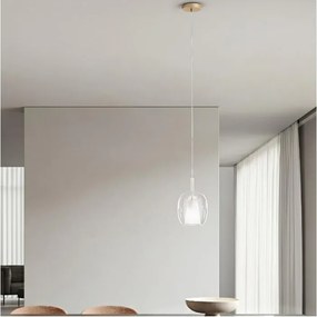 Ondaluce - Lampadario a sospensione su cavo THELMA 1xE27/15W/230V Ø 19,5 cm dorato/trasparente