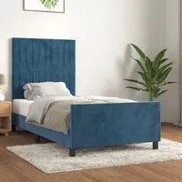 Giroletto con Testiera Blu Scuro 90x190 cm in Vellutocod mxl 73964