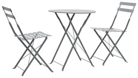 Set Da Bistrot 3 Pz İn Acciaio Grigio /