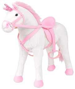 Peluches in Piedi di Animali Vari, Bianco e Rosa / Unicorno