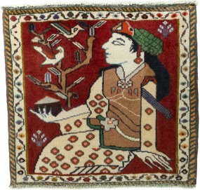 Shiraz Tappeto 60x60 Rosso (Iran) Annodato A Mano