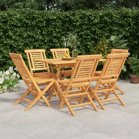Set Da Pranzo Da Giardino 7 Pz İn Legno Massello Di Teak /