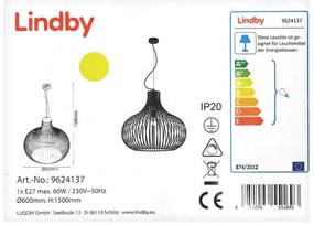 Lindby - Lampadario a sospensione con filo FRANCES 1xE27/60W/230V