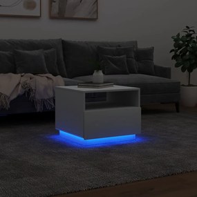 Tavolino da soggiorno con luci led bianco 50x49x40 cm