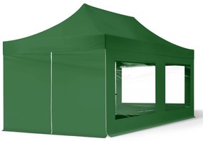 TOOLPORT 3x6m gazebo pieghevole con laterali (finestre panoramiche), ECONOMY acciaio, verde scuro - (59054)