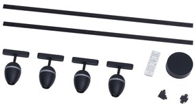 Sistema di illuminazione su binario moderno con 4 faretti neri monofase - Magnetic Eggy