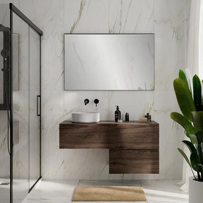 Mobile da bagno sospeso Step Rigato con top L 60.3 x H 30 x P 46 cm noce walnut, 1 cassetto con chiusura ammortizzata