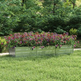 Letto Rialzato Giardino 240x80x45 Cm İn Acciaio Zincato Argento /