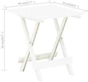 Tavolo da Giardino Pieghevole Bianco 45x43x50 cm in Plastica