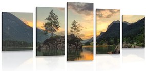 Quadri 5 pezzi – Paesaggio montano al lago