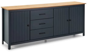 Cassettiera bassa blu scuro in legno di pino 190x80 cm Miranda - Marckeric