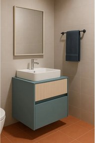 Mobile da bagno sospeso sotto lavabo Niwa 2 cassetti L 59.5 x H 50 x P 45.5 cm blu pacifico e sabbia cannettato
