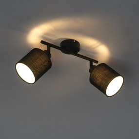 Faretto da soffitto nero con paralume nero 2 luci orientabile - Hetta