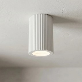 Plafoniera Cilindrica Ø70x110mm GU10 in Gesso Rigato Pitturabile