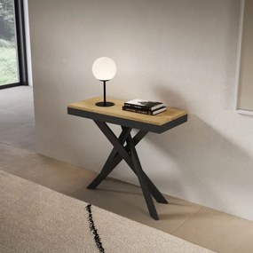 Consolle allungabile Libo Small Evolution - Quercia natura telaio antracite 90x40/196 cm