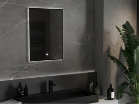 Mexen Erma specchio da bagno retroilluminato 50 x 70 cm, LED 6000K, anti-appannamento, cornice nera - 9814-050-070-611-70