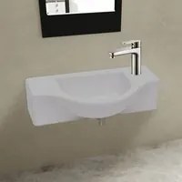 Lavandino Bagno in Ceramica con Foro per Rubinetto Bianco cod mxl 52591