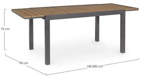 Tavolo allungabile in alluminio Elias 140-200x90 cm