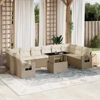 Set Divani da Giardino 11 pz con Cuscini Beige in Polyrattan 3268148