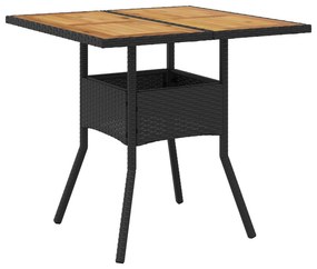 Set da pranzo da giardino  3 pezzi con cuscini nero polyrattan