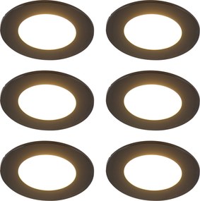 Set di 6 Faretti da Incasso Moderni Neri con LED Dimmerabili a 3 Fasi IP65 - Blanca