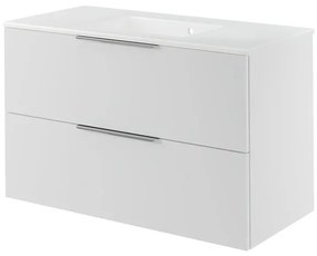 Mobile da bagno sospeso sotto lavabo L 105 x H 64 x P 48 cm bianco laccato, 2 cassetti SENSEA Neo