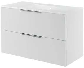 Mobile da bagno sospeso sotto lavabo L 105 x H 64 x P 48 cm bianco laccato lucido, 1 cassetto 2 ante Apertura push-pull SENSEA Neo Frame, Maniglie acquistabili separatamente