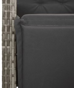 Set bistrò da giardino 11 pz con cuscini in polyrattan grigio
