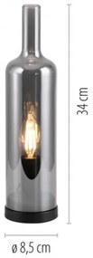 JUST LIGHT. 14006-25 - Lampada da tavolo BOTTLE 1xE14/25W/230V nero/vetro fumé