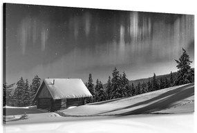 Stampa su tela – Paesaggio invernale fiabesco in bianco e nero