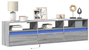 Mobile Tv A Parete Con Led Grigio Sonoma 180x31x45 Cm /