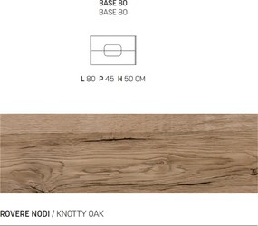 Mobile bagno sospeso 80 cm ARCO con due cassetti Rovere Nodi