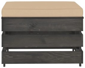 Ottomana modulare con cuscino in legno impregnato grigio