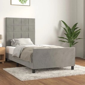 Giroletto Senza Materasso Grigio Chiaro 100x200 Cm Velluto /