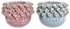 Vaso DKD Home Decor Rosa Turchese Gres Fiore Mediterraneo 17 x 17 x 13,5 cm 19 x 19 x 13,5 cm (2 Unità)