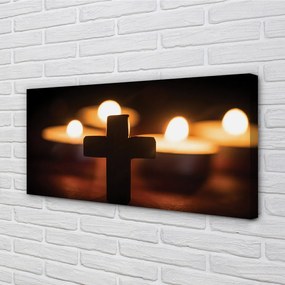 Quadro su tela Croce di candele 100x50 cm