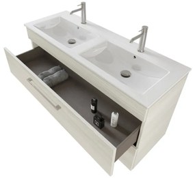 Mobile bagno sospeso 120 cm Smart bianco legno con specchio