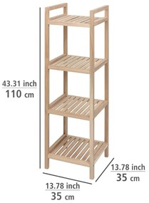 Scaffale da bagno in legno di acacia con quattro ripiani su ruote 35x110 cm Acina - Wenko