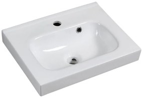 Lavabo integrale d'appoggio bacino al centro rettangolare Remix L 46 x H 15 x P 35 cm in ceramica bianco