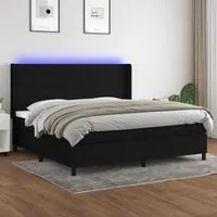 Letto a Molle Materasso e LED Nero 200x200cm in Tessuto 3138423