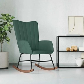 Sedia A Dondolo Verde Scuro İn Velluto /