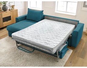 Divano angolare blu allungabile (con composizione variabile) con rivestimento in velluto a coste Augustin – Bobochic Paris