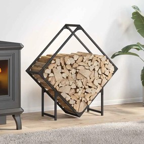 Rastrelliera Per Legna Da Ardere Nera 80x25x80 Cm /