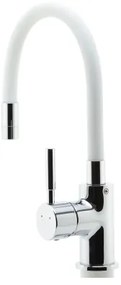 FERRO - Rubinetto per lavello con braccio flessible cromo lucido/bianco