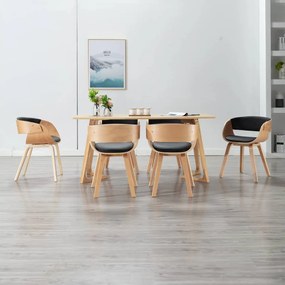 Sedie Da Pranzo 6 Pz Crema İn Legno Piegato E Similpelle /
