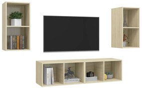 Mobile tv a parete 4 pz rovere sonoma in truciolato