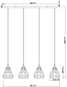 Globo 15889-4H - Lampadario a sospensione con filo HASSAN 4xE27/40W/230V