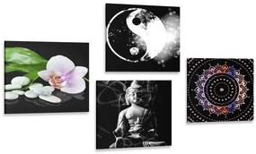 Set di quadri – Feng Shui su sfondo nero