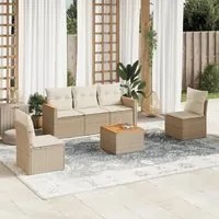 Set Divano da Giardino 6 pz con Cuscini Beige in Polyrattan 3225855