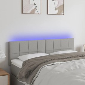 Testiera A Led Grigio Chiaro 144x5x78/88 Cm İn Tessuto /